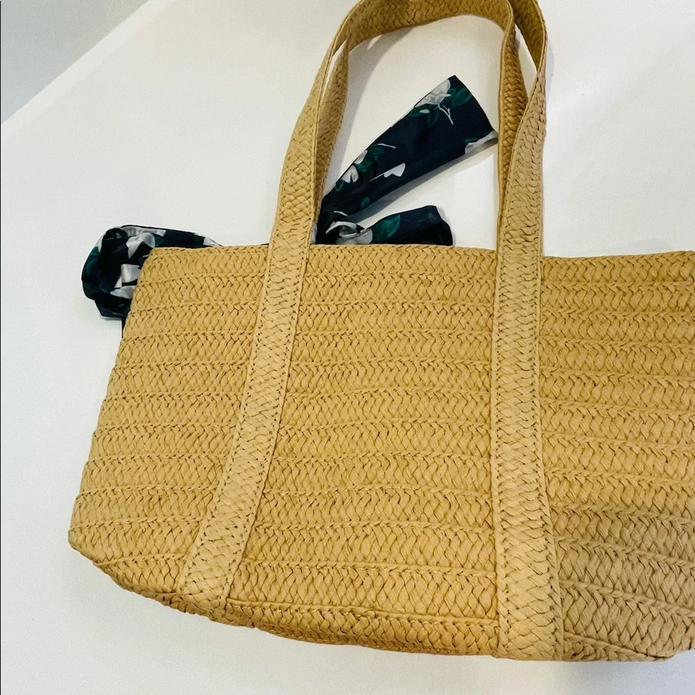 Draper James Straw Tote with Floral Scarf